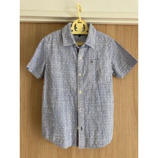 トミーヒルフィガー(TOMMY HILFIGER)のTOMMY HILFIGER キッズ　ストライプ　半袖シャツ　ブルー　128(その他)