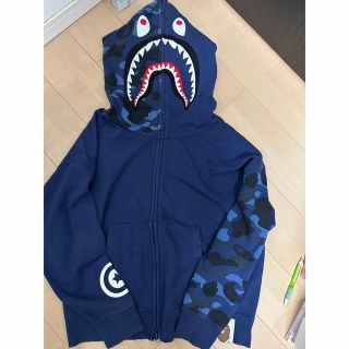 アベイシングエイプ(A BATHING APE)の激レアM！BAPEジャイアントカラーカモシャークパーカー青(パーカー)