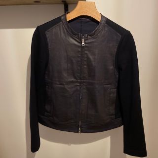 BRAHMIN ブラーミン 革ジャン レザー ノーカラー ジャケット 黒 本革