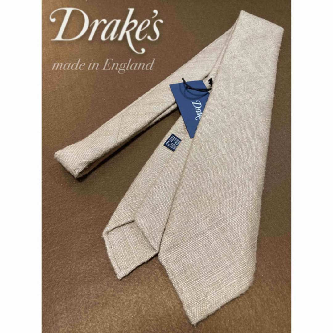 【新品】Drake's／ドレイクス／ネクタイ／ベージュ／定価3.2万／40%オフ