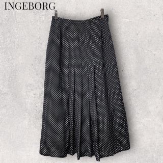 インゲボルグ(INGEBORG)のINGEBORG ドット柄プリーツロングスカート インゲボルグ(ロングスカート)