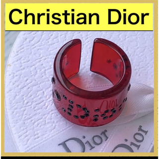 Christian Dior - 美品　太め　クリスチャンディオール Diorリング 指輪　レッド×ブラック