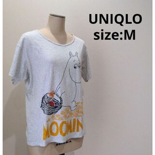 ユニクロ(UNIQLO)のユニクロ UNIQLO ムーミン プリント Ｔシャツ M レディース グレー(Tシャツ(半袖/袖なし))