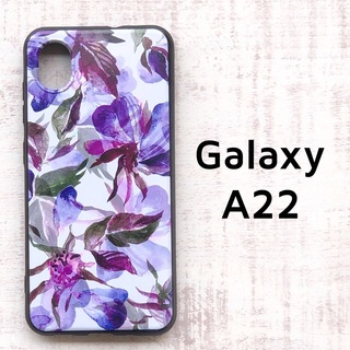 Galaxy A22 5G パープル フラワー ソフトケース カバー(Androidケース)