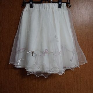 シークレットハニー(Secret Honey)の【タグなし・新品】シークレットハニー＊リボンと鍵のチュールスカート＊オフホワイト(ひざ丈スカート)