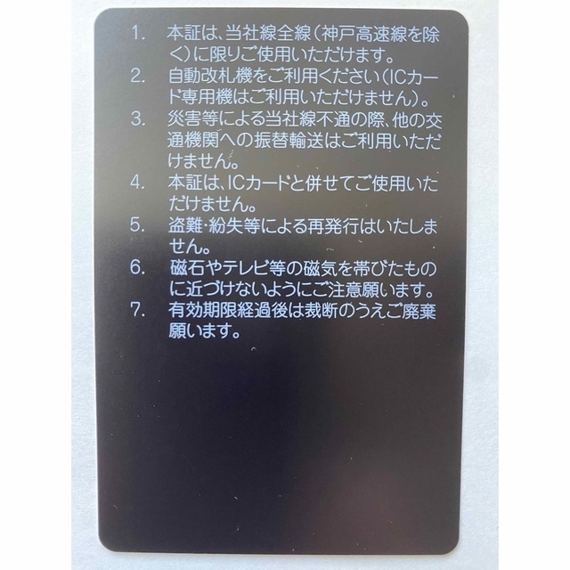 神戸電鉄株主優待乗車証①  定期券タイプ　全線有効 1