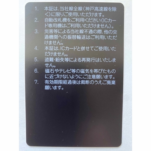 神戸電鉄　株主優待乗車証　定期券タイプ