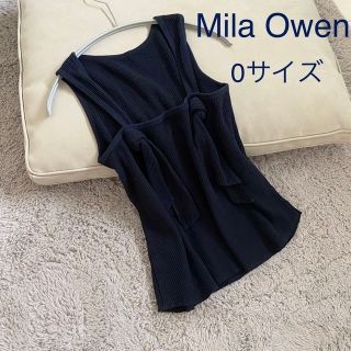 ミラオーウェン(Mila Owen)のMila Owen コットン ノースリーブ カットソー 0 ブラック (カットソー(半袖/袖なし))