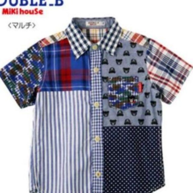 DOUBLE.B(ダブルビー)の新品タグ付 DOUBLE.B パッチワークシャツ キッズ/ベビー/マタニティのキッズ服男の子用(90cm~)(ブラウス)の商品写真