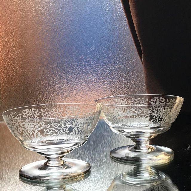 希少 美オールドバカラ Baccarat ルリ Lulli☆シャンパンクープペア-