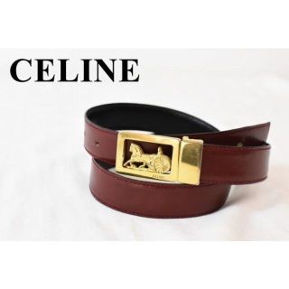 AL AD0037 高級 OLD CELINE セリーヌ レザー ロゴ 金具