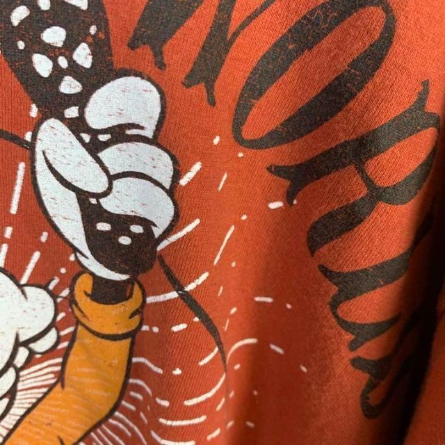 Disney(ディズニー)のD483 ディズニー　グーフィー　ビッグプリント　L オレンジ　半袖　Tシャツ メンズのトップス(Tシャツ/カットソー(半袖/袖なし))の商品写真