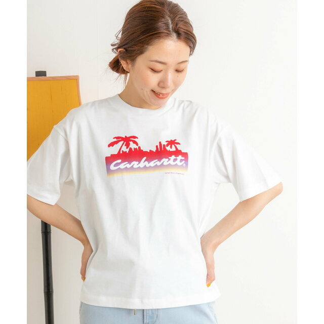 【WHITE】carhartt W SHORT-SLEEVE PALM SCRIPT T-SHIRTS