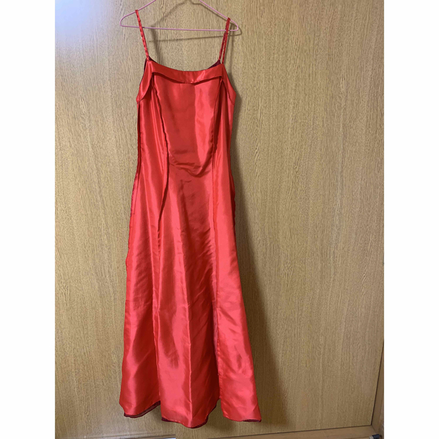 美品　赤ロングドレスSサイズ　キッズ150cm オーダーメイド1点物裏地布付き