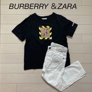 バーバリー(BURBERRY)のBURBERRY Tシャツ（116cm）& ZARAデニムセット（104cm）(Tシャツ/カットソー)