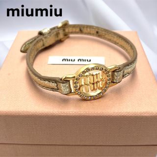 ミュウミュウ(miumiu)の【極美品 現行】MIU MIU マドラスレザー ブレスレット ゴールド(ブレスレット/バングル)