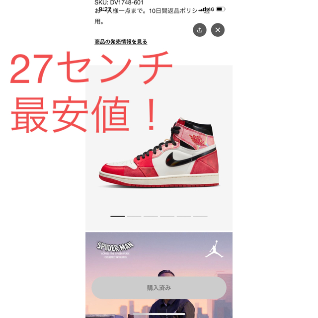 AIR JORDAN エアジョーダン1 NEXT CHAPTER 27センチ靴/シューズ