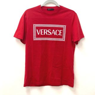 ヴェルサーチ(VERSACE)のヴェルサーチ VERSACE ロゴ アパレル トップス 半袖Ｔシャツ コットン レッド 美品(Tシャツ/カットソー(半袖/袖なし))