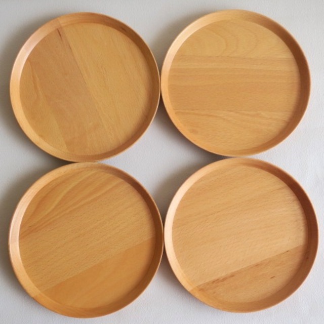 【未使用品】天然木 木製 プレート パン皿 デザート皿 4枚セット 2