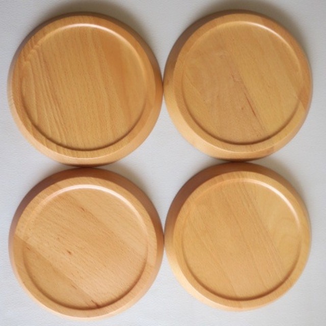 【未使用品】天然木 木製 プレート パン皿 デザート皿 4枚セット 3