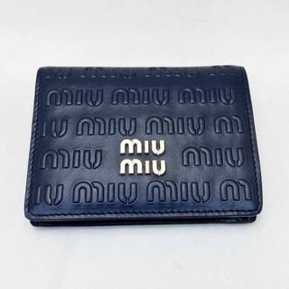 ミュウミュウ(miumiu)の新品 MIUMIU ミュウミュウ 二つ折り財布 ネイビー(財布)