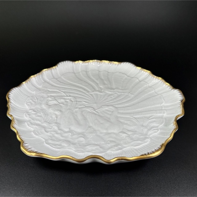 大型 マイセン スワンサービス ゴールドトリム 菱形プレート(29cm) 1級