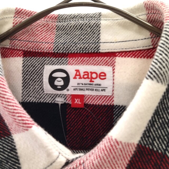 AAPE BY A BATHING APE(エーエイプバイアベイシングエイプ)のAAPE BY A BATHING APE エーエイプバイアベイシングエイプ コットン フランネル長袖チェックシャツ レッド メンズのトップス(シャツ)の商品写真