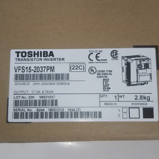 東芝インバーター VFS15-2037PM 新品未使用品