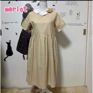 メルロー(merlot)の🌼最終価格🌼∇175 メルロー ベージュ 襟可愛い リネンワンピ(その他)