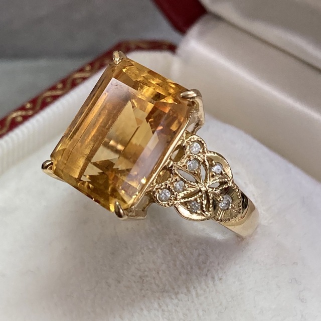 K18　10.45ct 大粒シトリン　リング　指輪 レディースのアクセサリー(リング(指輪))の商品写真