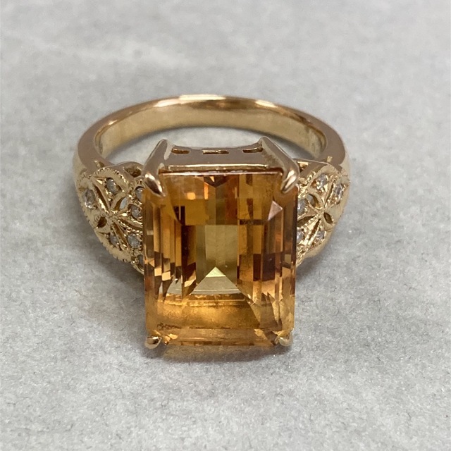 K18　10.45ct 大粒シトリン　リング　指輪 レディースのアクセサリー(リング(指輪))の商品写真