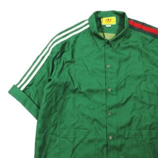 グッチ GUCCI×adidas トレフォイル GG ジャカードシャツ 54 緑