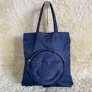 アニヤハインドマーチ(ANYA HINDMARCH)の極美品 アニヤハインドマーチ ナイロン スマイリー ショルダーバッグ  ネイビー(ショルダーバッグ)