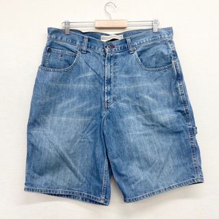 ヒルフィガーデニム(HILFIGER DENIM)のUS古着 トミーヒルフィガー HILFIGER DENIM デニム ペインター ショートパンツ ひざ上 ワンポイント ロゴ 刺繍 サイズ：W37 ビッグサイズ インディゴ【中古】(スラックス/スーツパンツ)