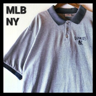 メジャーリーグベースボール(MLB)の古着★MLB NY ニューヨーク ヤンキース ワンポイント 刺繍ロゴ ポロシャツ(ポロシャツ)