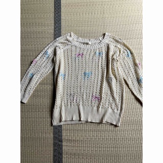 ざっくり編み　ニット　リボン　刺繍(ニット/セーター)