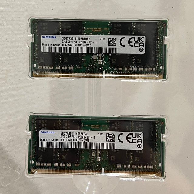 Samsung サムソン DDR4 3200 ノート用 32G×2 メモリーPCパーツ