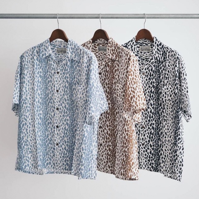 WACKOMARIA LEOPARD OPEN COLLAR SHIRT