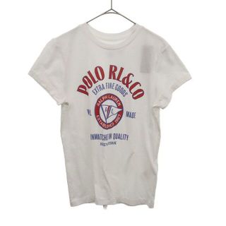 ポロラルフローレン(POLO RALPH LAUREN)の未使用 ポロラルフローレン プリント 半袖 Tシャツ XS ホワイト POLO RALPH LAUREN クルーネック レディース 【中古】  【230520】 メール便可(Tシャツ(半袖/袖なし))