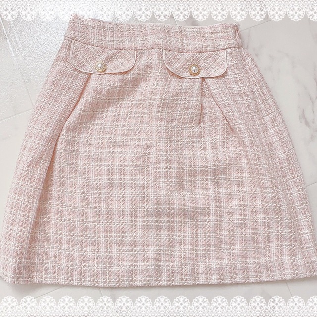 MIIA(ミーア)のMIIA ピンクツイードスカート レディースのスカート(ひざ丈スカート)の商品写真