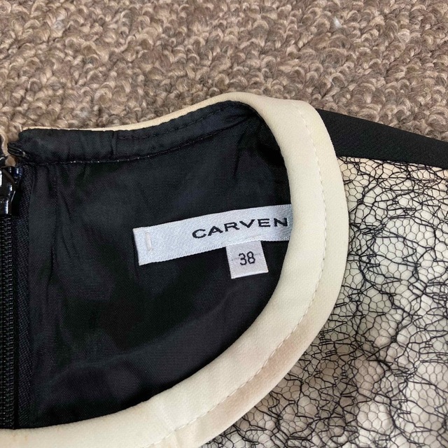 カルヴェン CARVEN ワンピース フレア ノースリーブ ひざ丈 レース 38 8