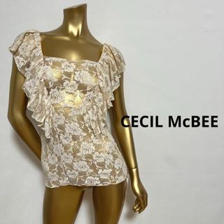 セシルマクビー(CECIL McBEE)の【2507】CECIL McBEE  薔薇柄 フリル シースルー シャツ(シャツ/ブラウス(半袖/袖なし))