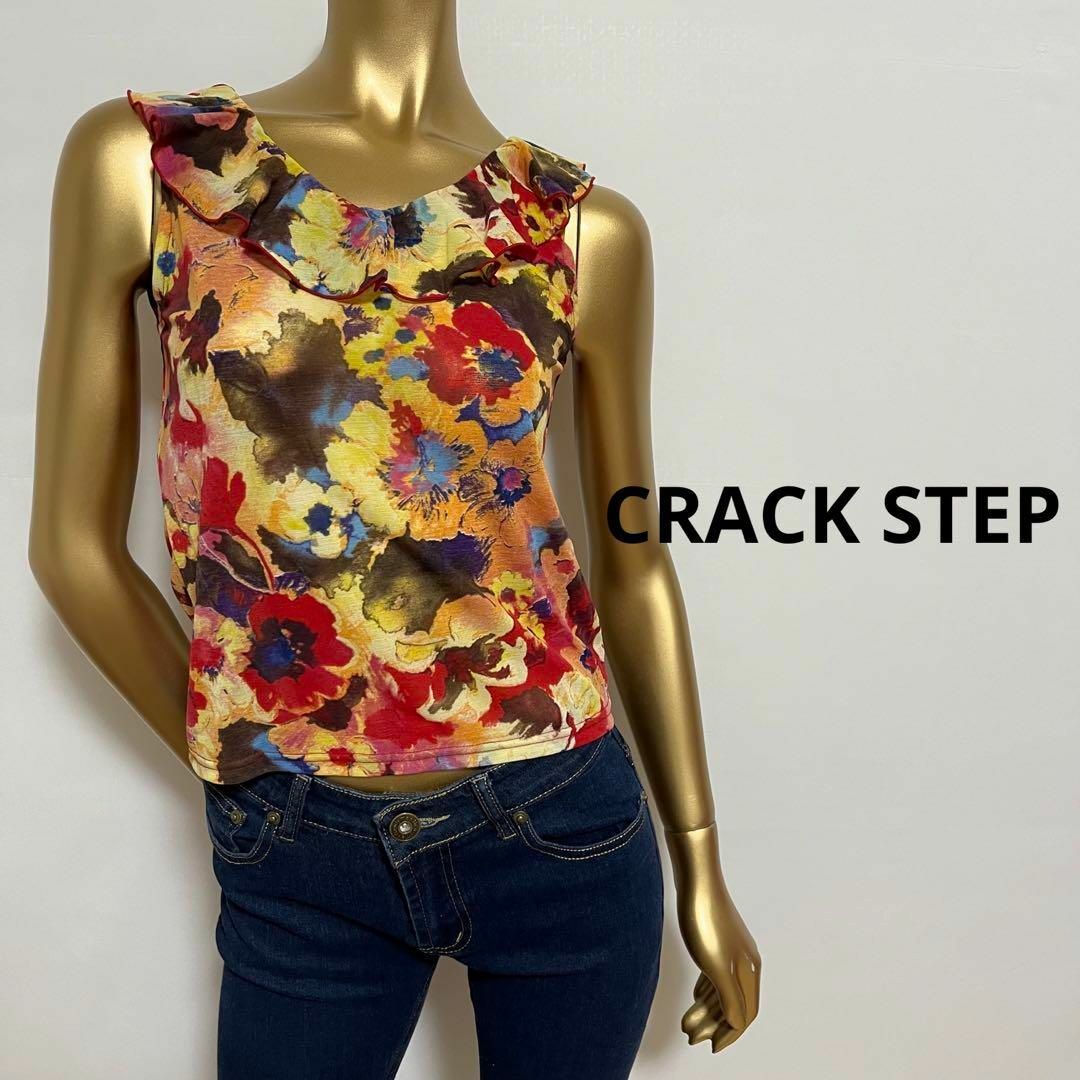 【2511】CRACK STEP 花柄 ノースリーブ シャツ レディースのトップス(シャツ/ブラウス(半袖/袖なし))の商品写真