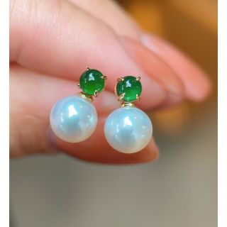 【高級】淡水真珠　ピアス6.5-7mm　k18(ピアス)