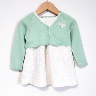 ザラ(ZARA)のザラ ベビーガール 90 ニットカーディガン&花柄刺繍レースワンピースセット(ワンピース)