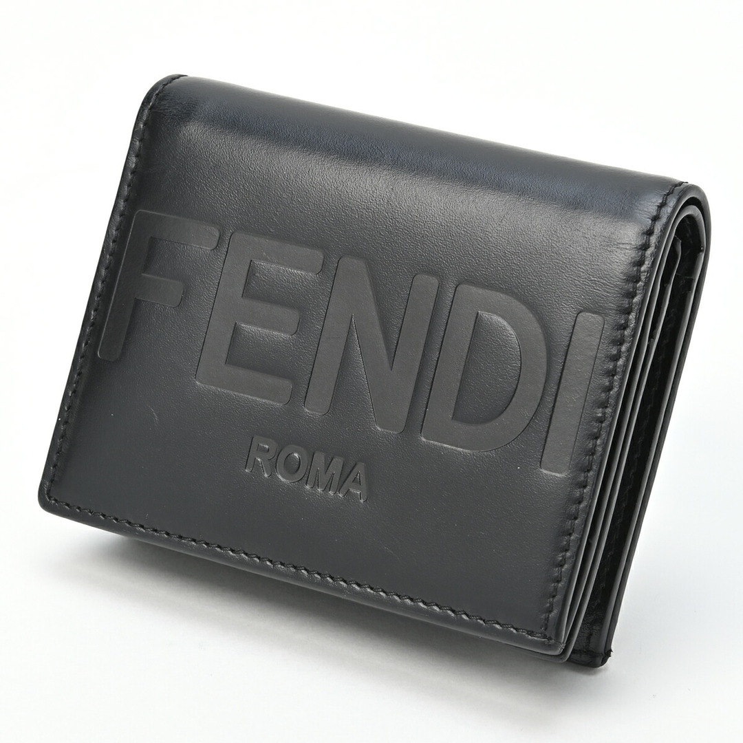 FENDI フェンディ ニつ折り財布 スモールs-152784ブラック金具ゴールド