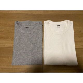 ユニクロ(UNIQLO)のUNIQLO　クルーネック　Tシャツ　２枚　セット　グレー ホワイト(Tシャツ/カットソー(半袖/袖なし))