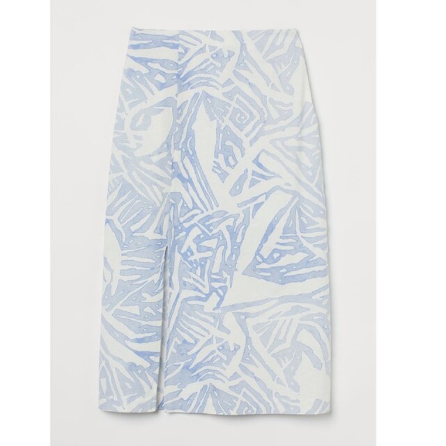 H&M(エイチアンドエム)のH&M リネンブレンドスカート リネン 水彩 ナチュラル きれいめ 32 レディースのスカート(ひざ丈スカート)の商品写真