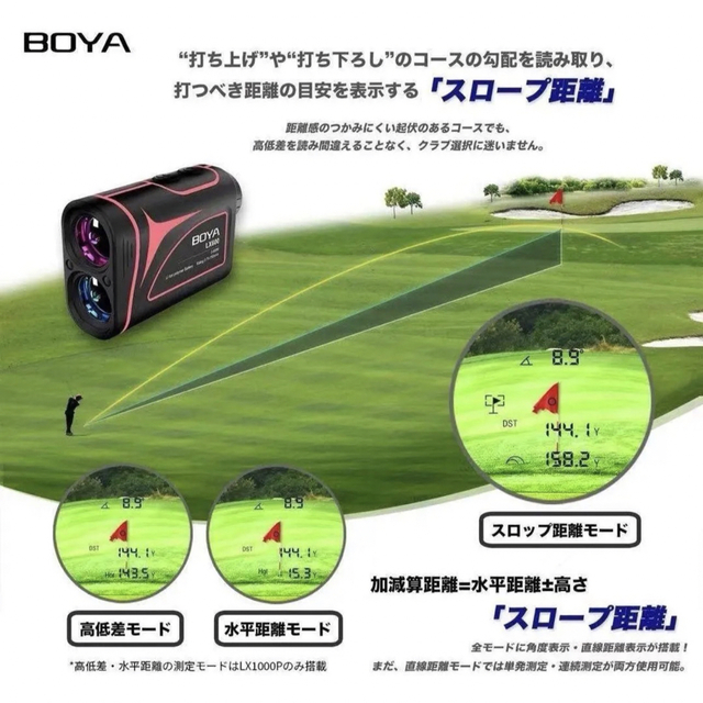 【新品】BOYA ゴルフ距離計 ピンク レーザー距離計 ゴルフ用品