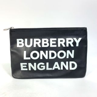 バーバリー(BURBERRY)のバーバリー BURBERRY ロゴ ポーチ クラッチバッグ レザー ブラック(セカンドバッグ/クラッチバッグ)